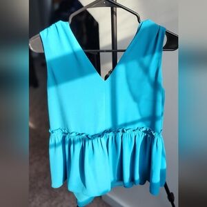 Loft Blue Sleeveless Peplum Top